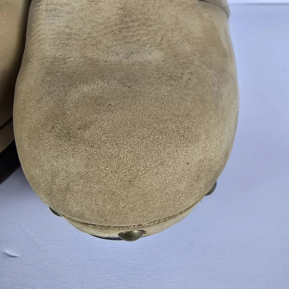 Ugg Women’s Natallie Leather Studded Platform Slip On Tan Clog Size 7 - Picture 4 of 16
